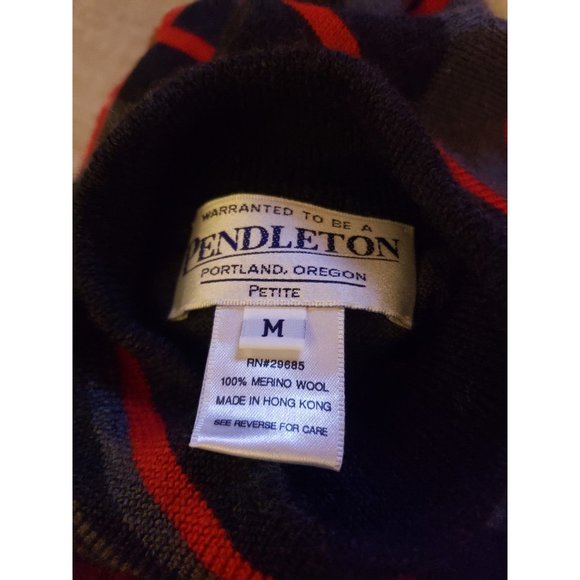 Pendleton Merino Wool Black, Red, and Gray Turtleneck - Picture 4 of 4